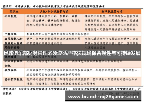 足球俱乐部财务管理必须遵循严格法规确保合规性与可持续发展