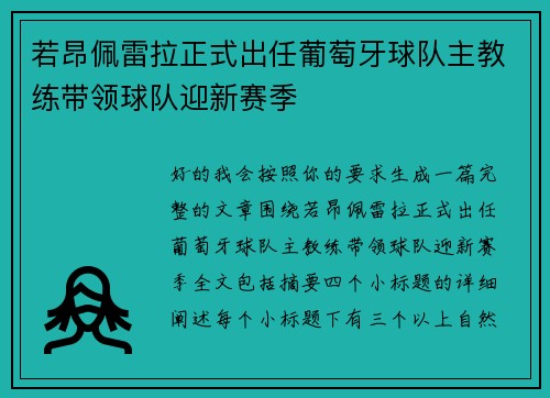 若昂佩雷拉正式出任葡萄牙球队主教练带领球队迎新赛季 若昂佩雷拉正式出任葡萄牙球队主教练带领球队迎新赛季